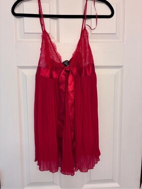 Victoria's Secret Red Lace & Satin Babydoll Chemise